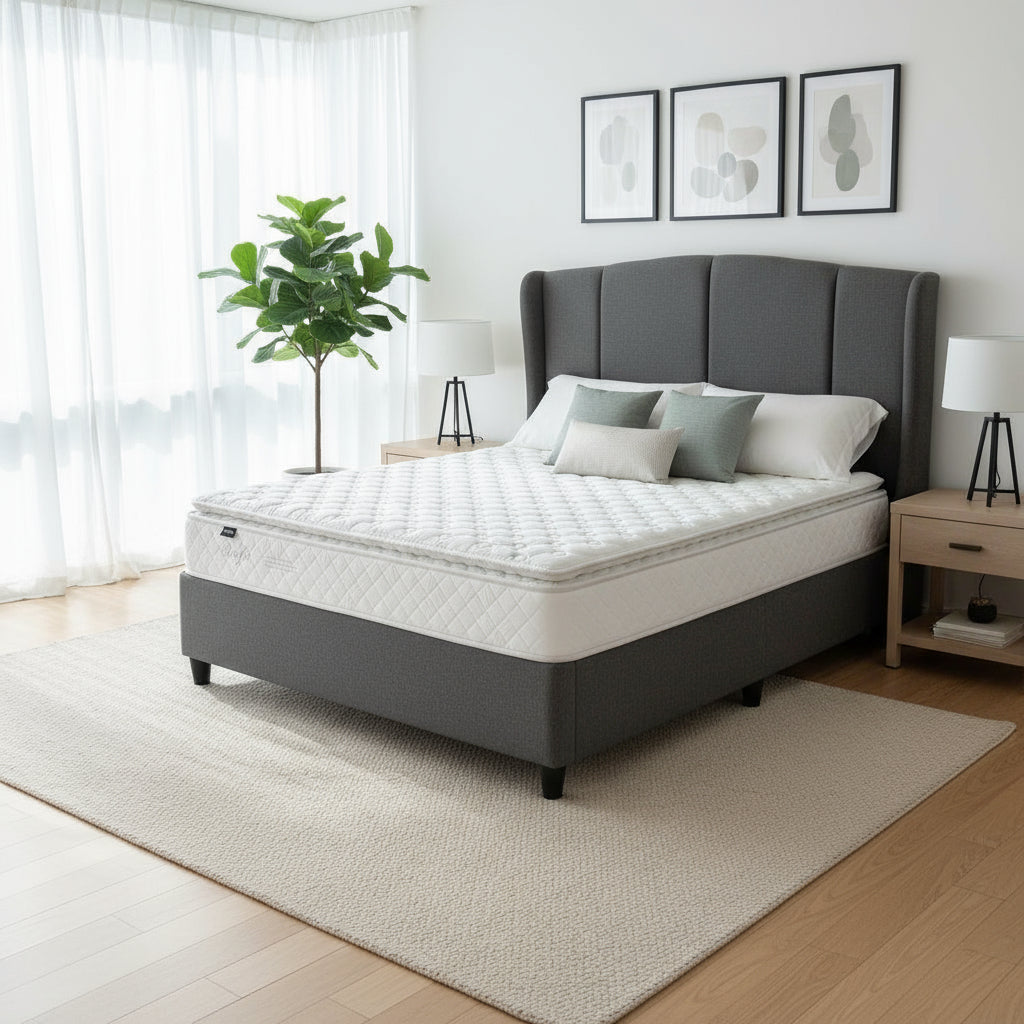 Henwood Restful Medium Double Bed Set Extra Length – Bamboo Mattresses