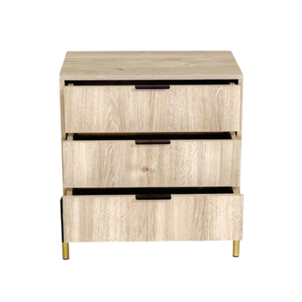 Ava Karlstad Oak Black & Gold Feet, Black Handles Melamine Pedestal-4
