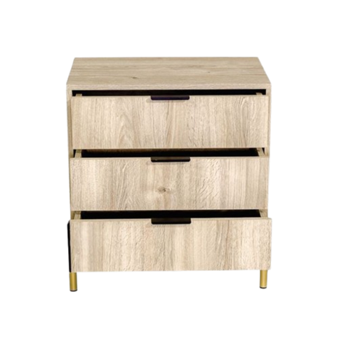 Ava Karlstad Oak Black & Gold Feet, Black Handles Melamine Pedestal