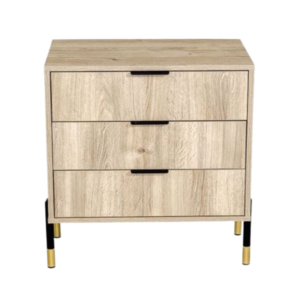 Ava Karlstad Oak Black & Gold Feet, Black Handles Melamine Pedestal
