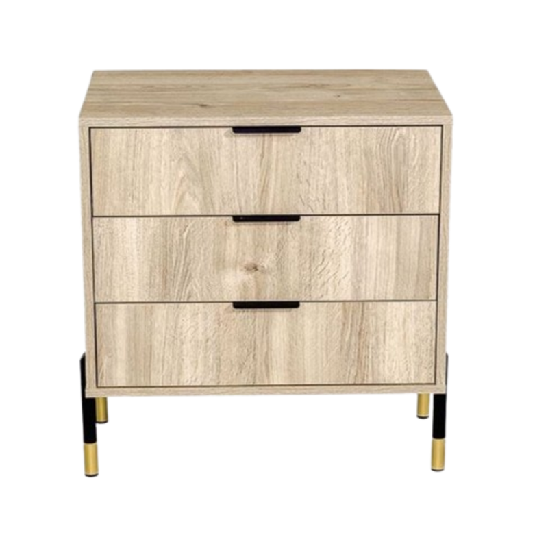 Ava Karlstad Oak Black & Gold Feet, Black Handles Melamine Pedestal-zoom-