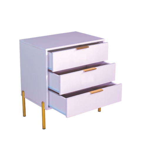 Ava White Gold Legs, Gold Handles Melamine Pedestal