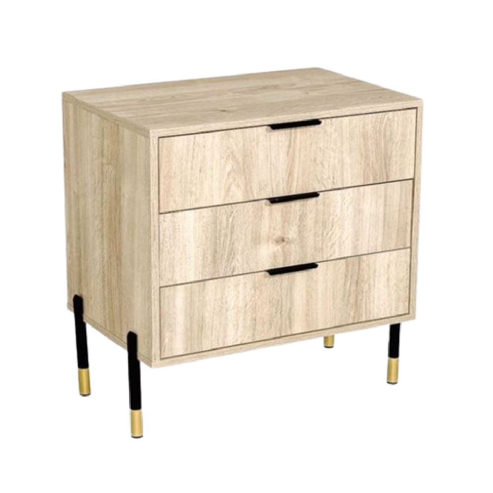 Ava Karlstad Oak Black & Gold Feet, Black Handles Melamine Pedestal-zoom-2