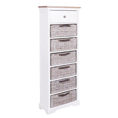 Anique 7 Draw Tallboy White Rattan