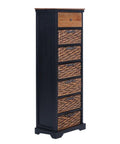 Anique 7 Draw Tallboy Black with Mango Wood