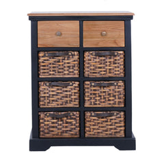 Anique 8 Draw Tallboy Black with Mango Wood