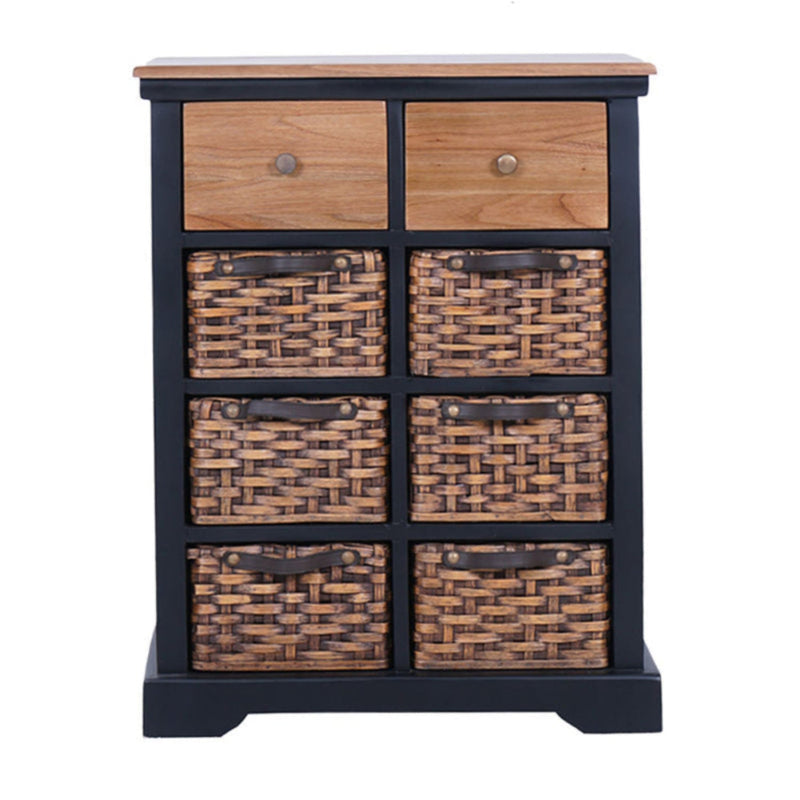 Anique 8 Draw Tallboy Black with Mango Wood-zoom-