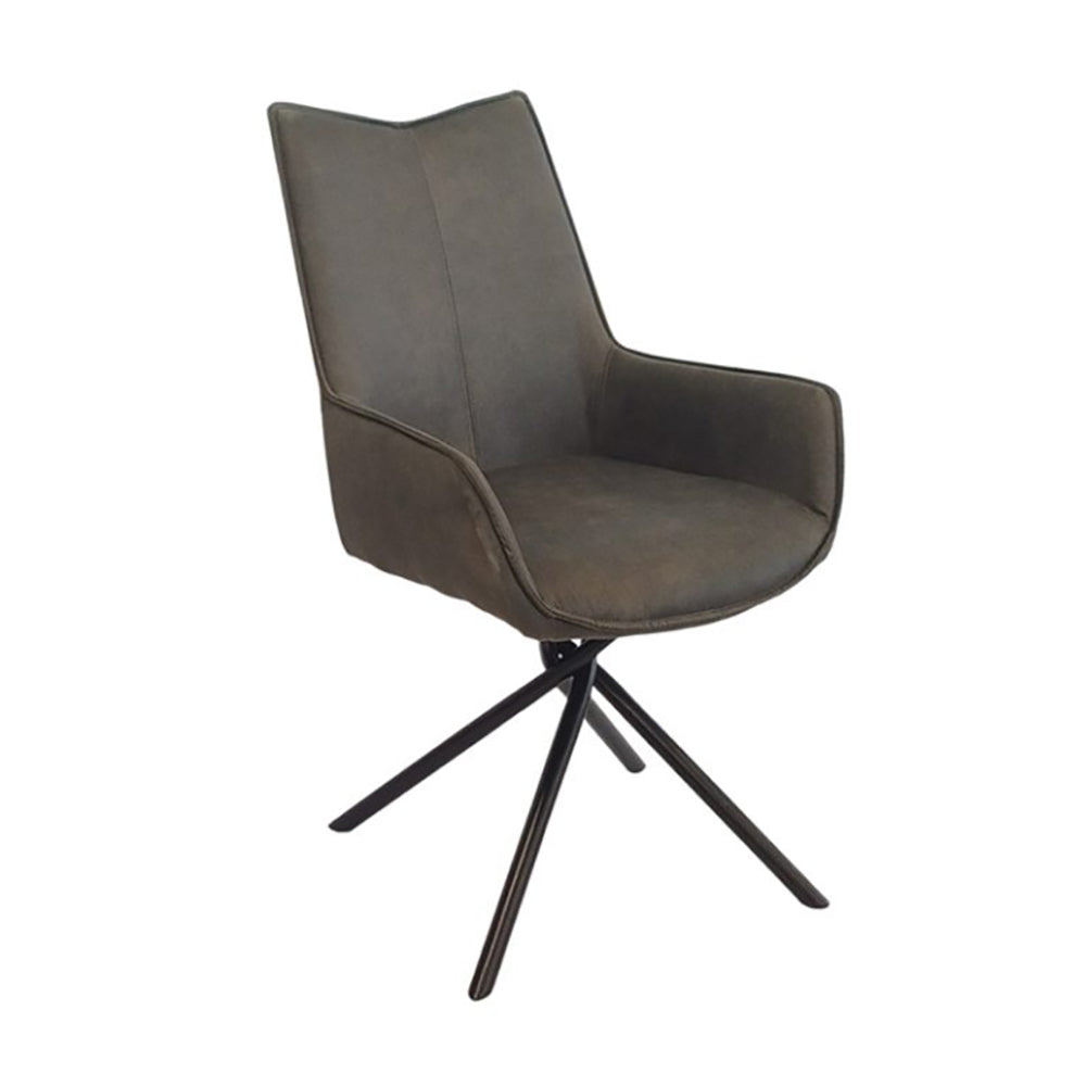 Axel Swivel Dining Chair Suede Fabric Grey-1