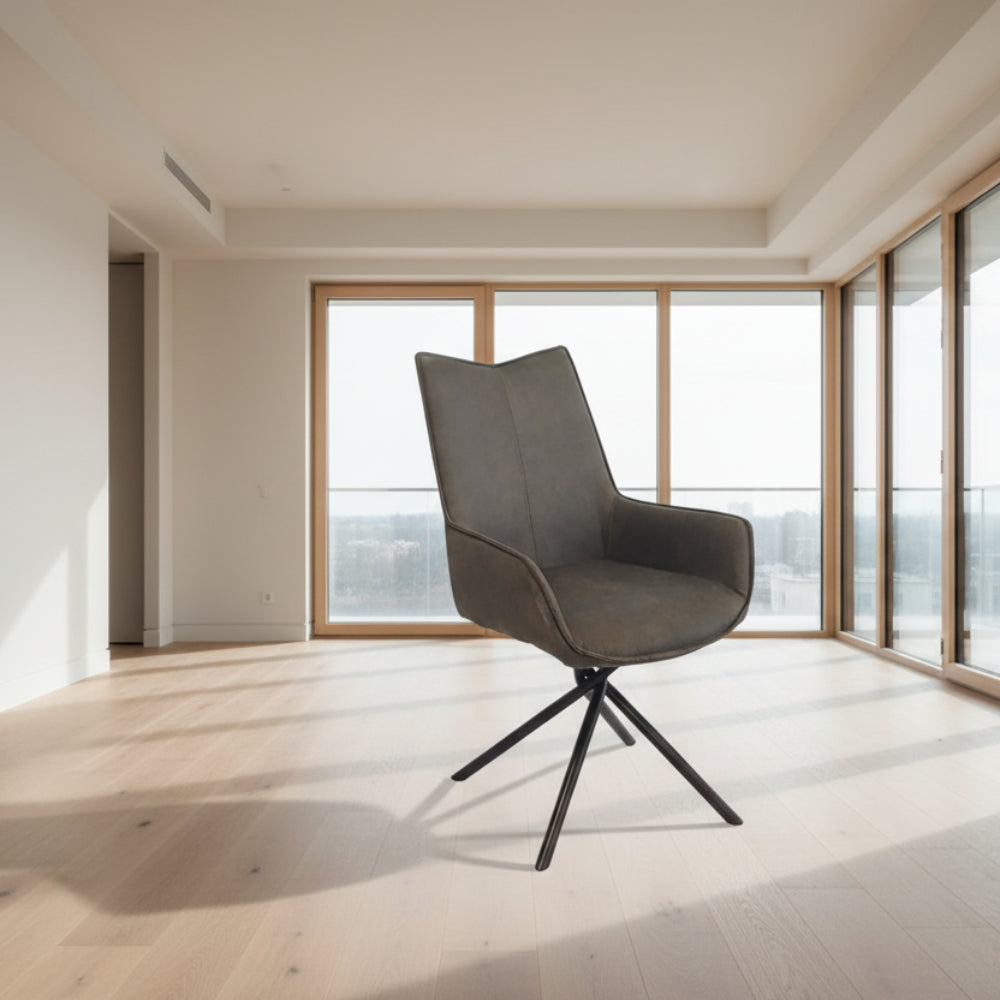 Brown swivel chair on a white background