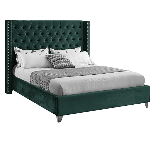 Colorado Double Sleigh Bed - Green Velvet-zoom-