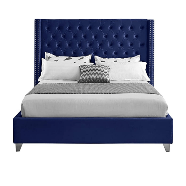 Colorado Double Sleigh Bed - Navy Velvet-5
