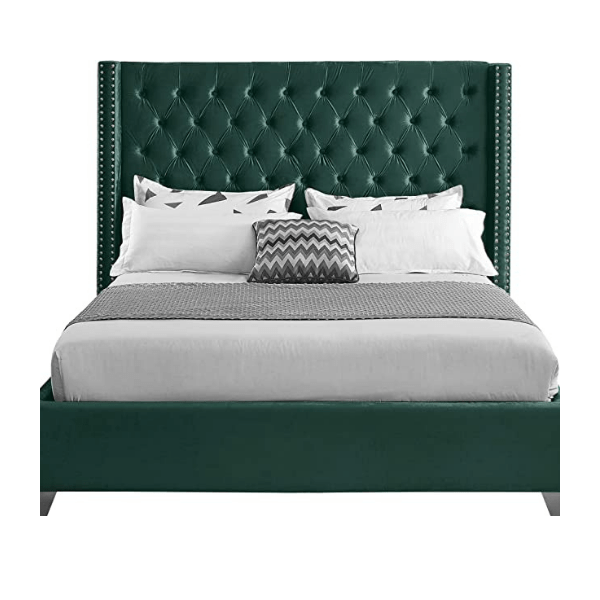 Colorado Queen Sleigh Bed - Green Velvet-zoom-