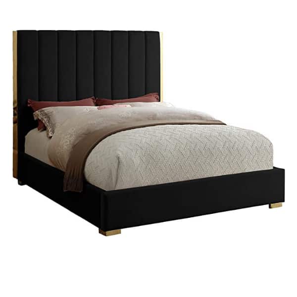 Florida Double Sleigh Bed - Black Velvet-zoom-