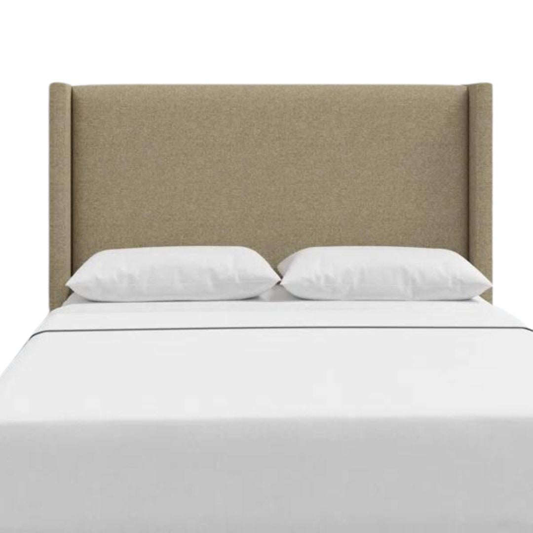 Makoya Light Brown Fabric Queen Bed Headboard-1