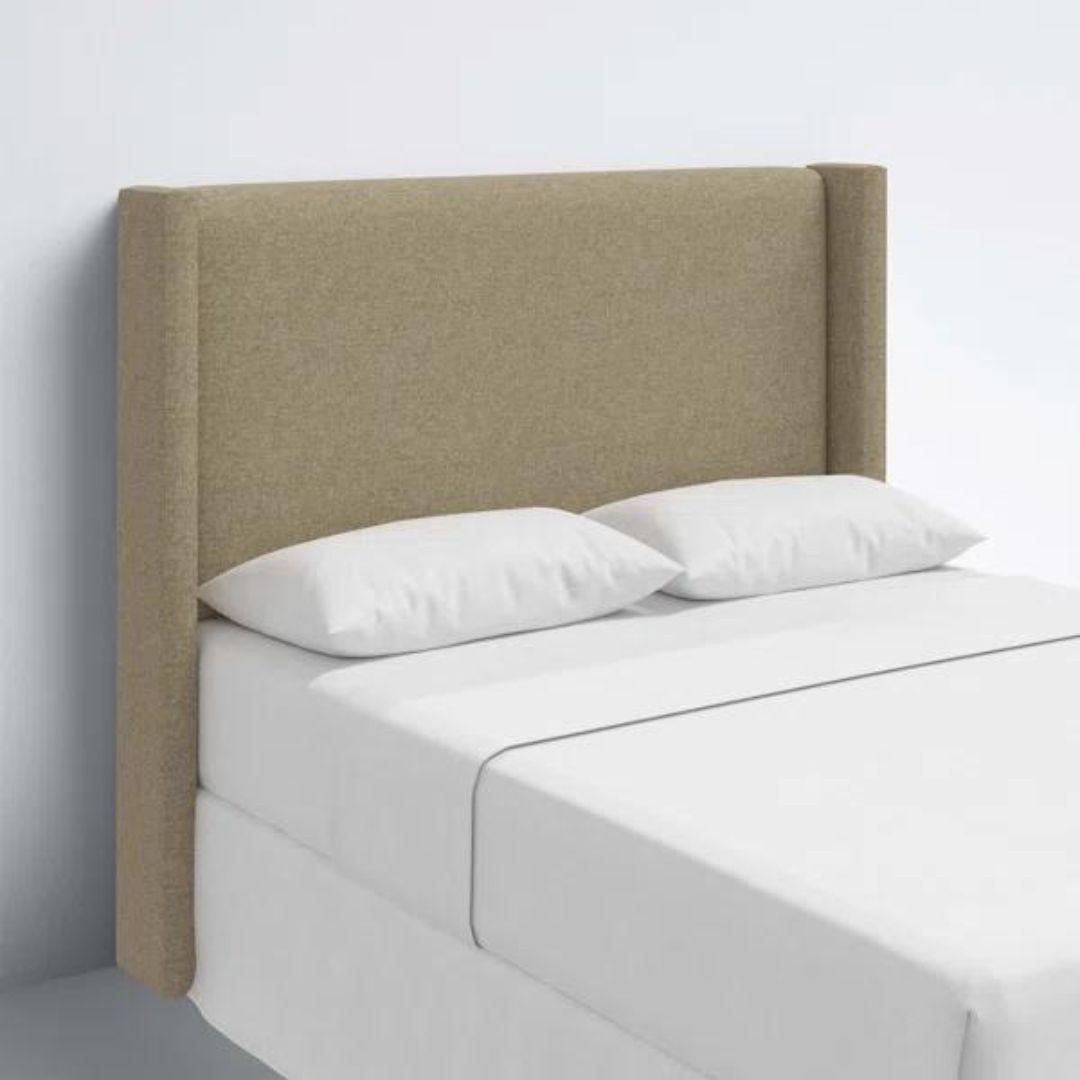 Makoya Light Brown Fabric Queen Bed Headboard