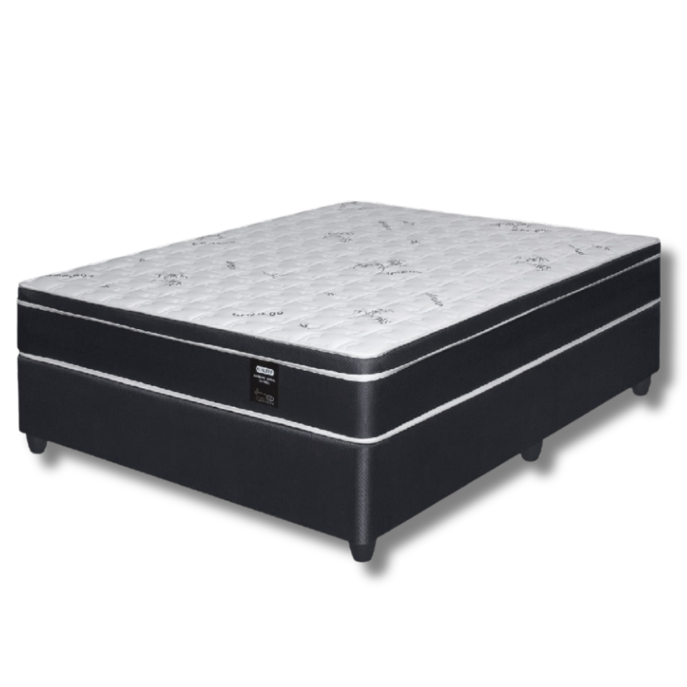 Mattress with black frame on a white background