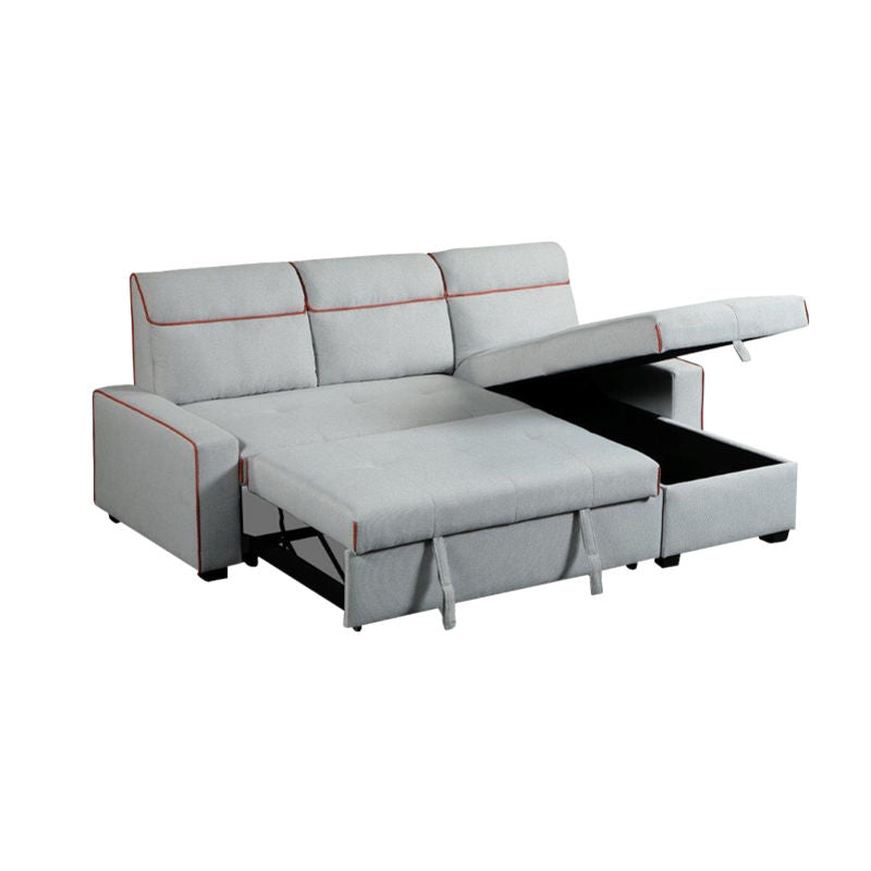 Bedford Sleeper Couch Pullout & Storage Fabric Beige Sofa