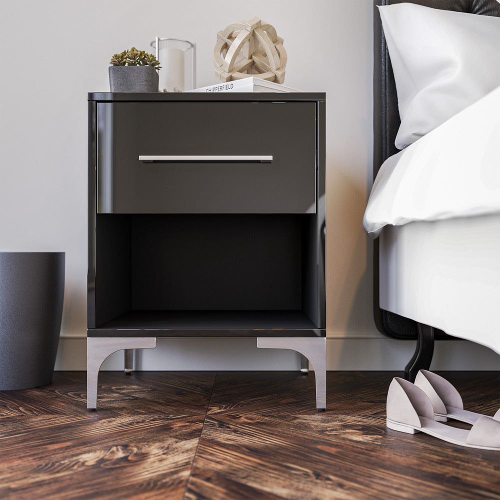 New York One Drawer Black Pedestal-3