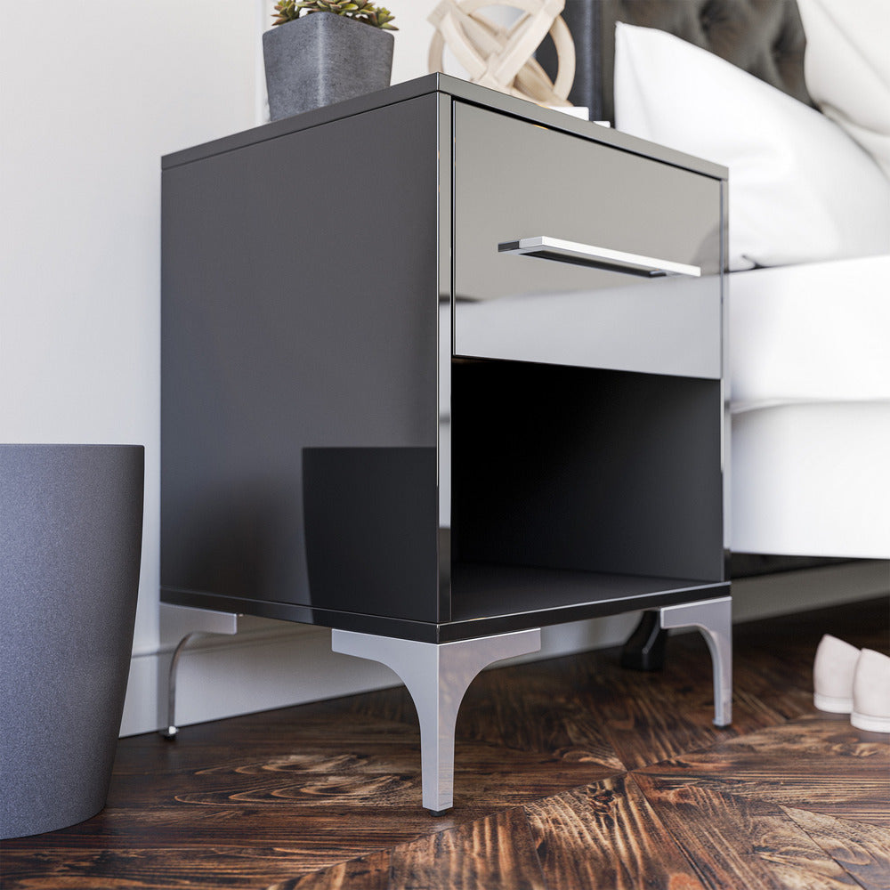 New York One Drawer Black Pedestal-zoom-4