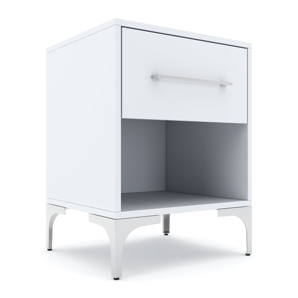 New York One Drawer White Pedestal
