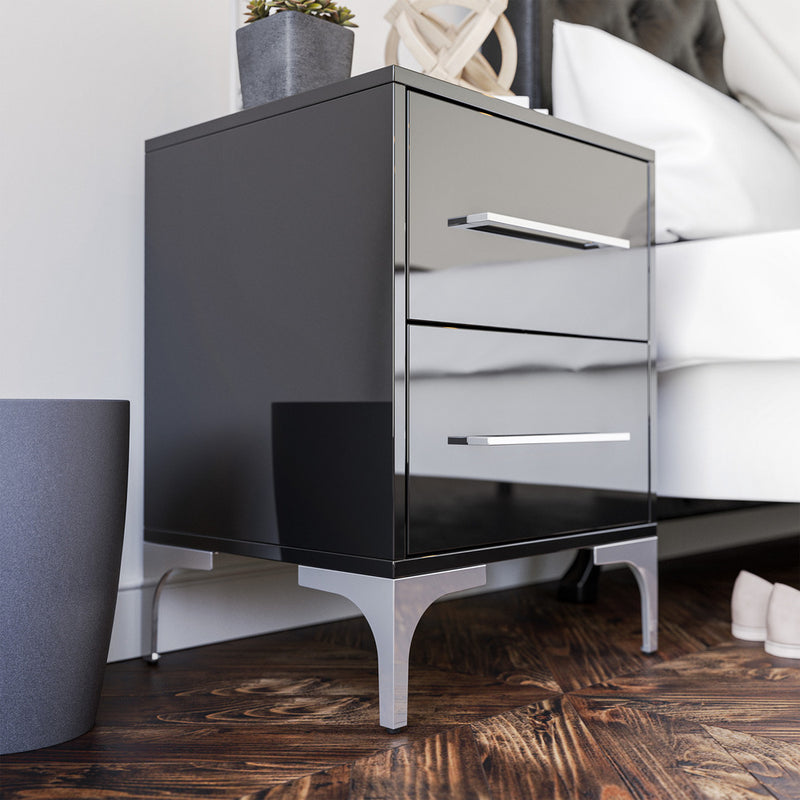 New York Two Drawer Black Pedestal-zoom-