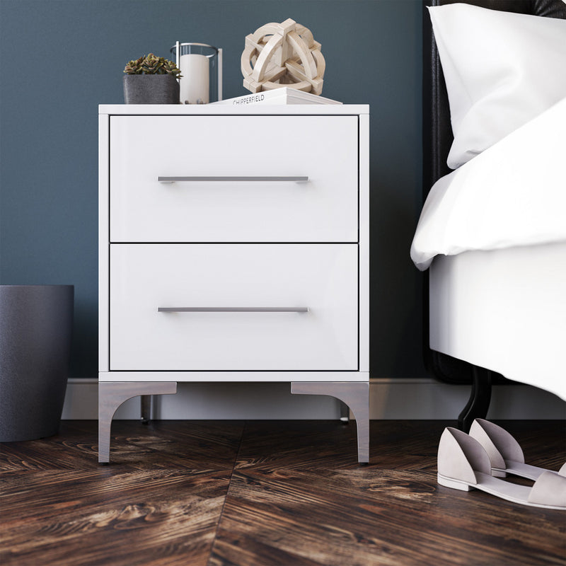 New York Two Drawer White Pedestal-zoom-