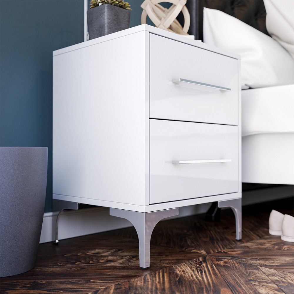 New York Two Drawer White Pedestal-4