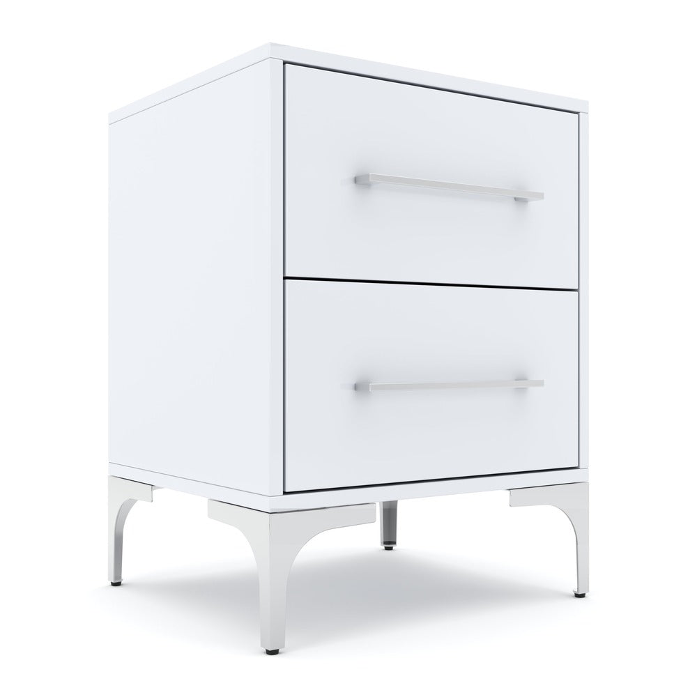New York Two Drawer White Pedestal-2