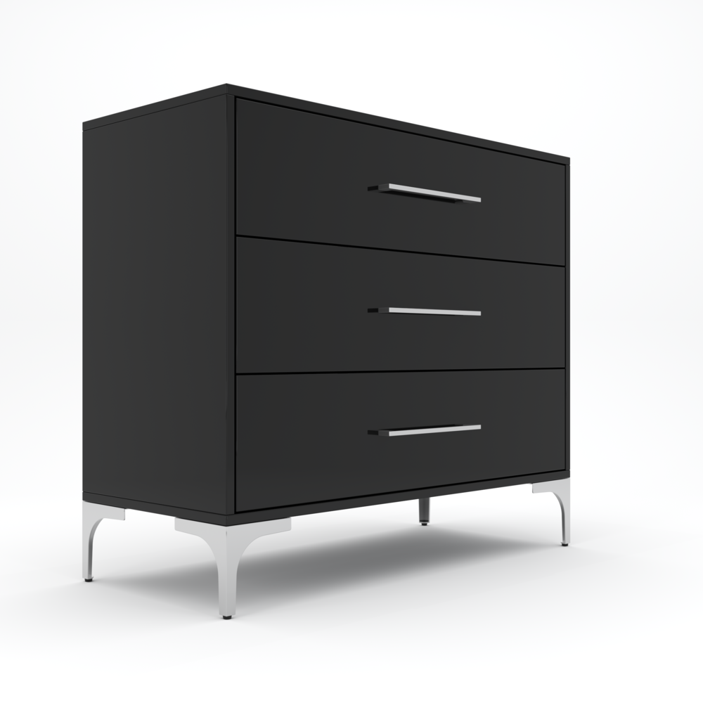 New York Dressing Table 900mm Black -3 Drawers-zoom-2