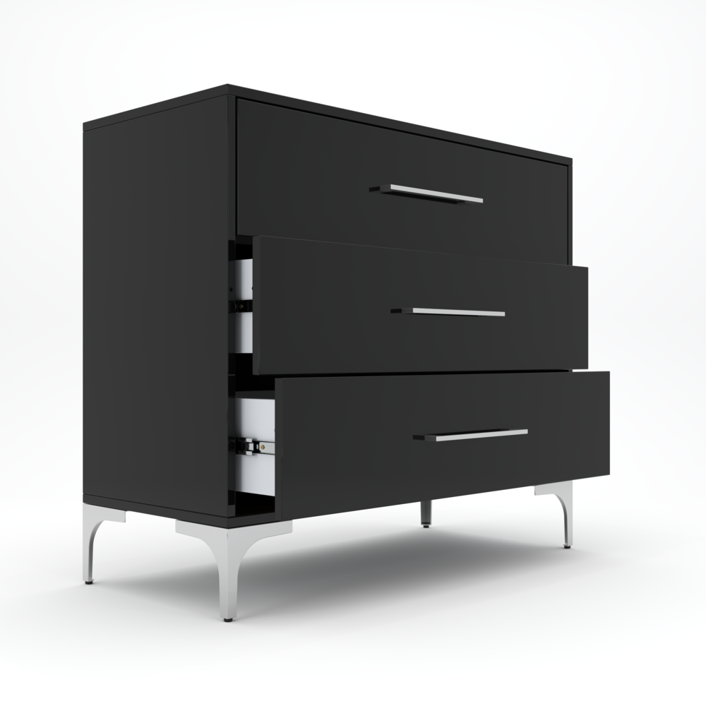 New York Dressing Table 900mm Black -3 Drawers-5