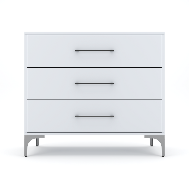 New York Dressing Table 900mm White - 3 Drawers-zoom-