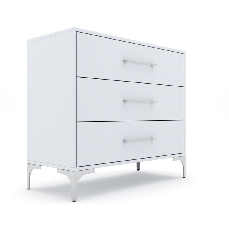 New York Dressing Table 900mm White - 3 Drawers-zoom-