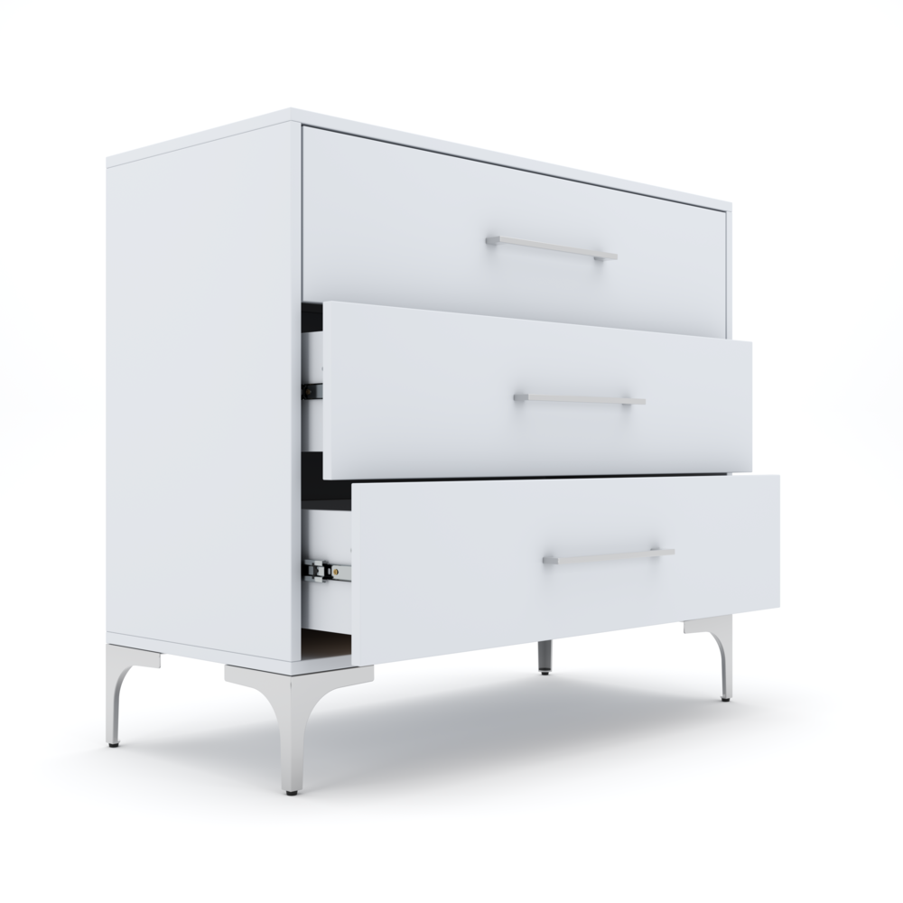 New York Dressing Table 900mm White - 3 Drawers-5