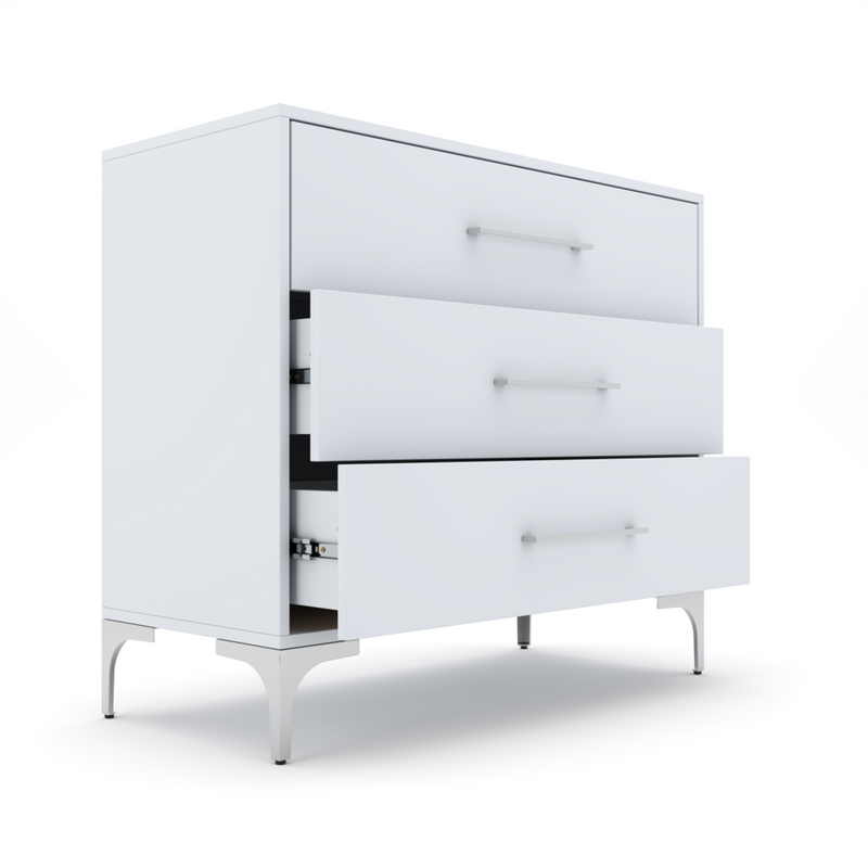 New York Dressing Table 900mm White - 3 Drawers-zoom-