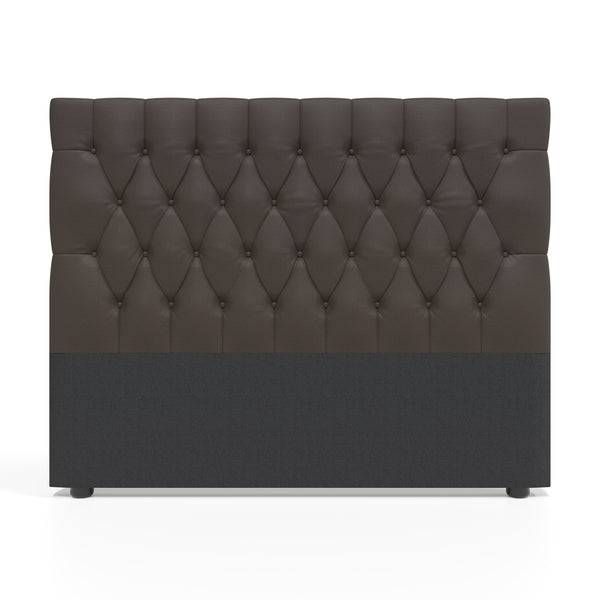 Deep Buttoned Brown Double Headboard