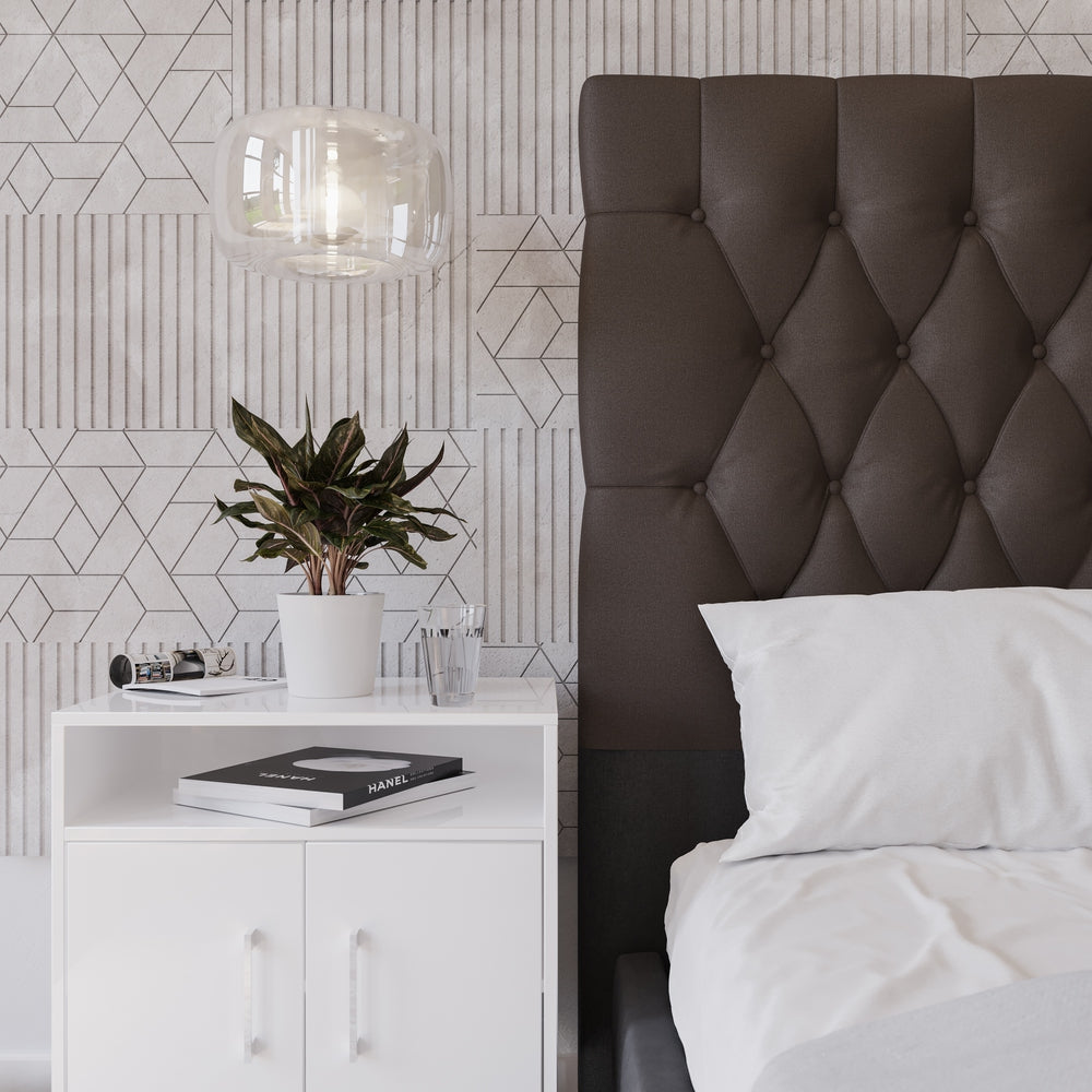 Deep Buttoned Brown Queen Headboard-zoom-4