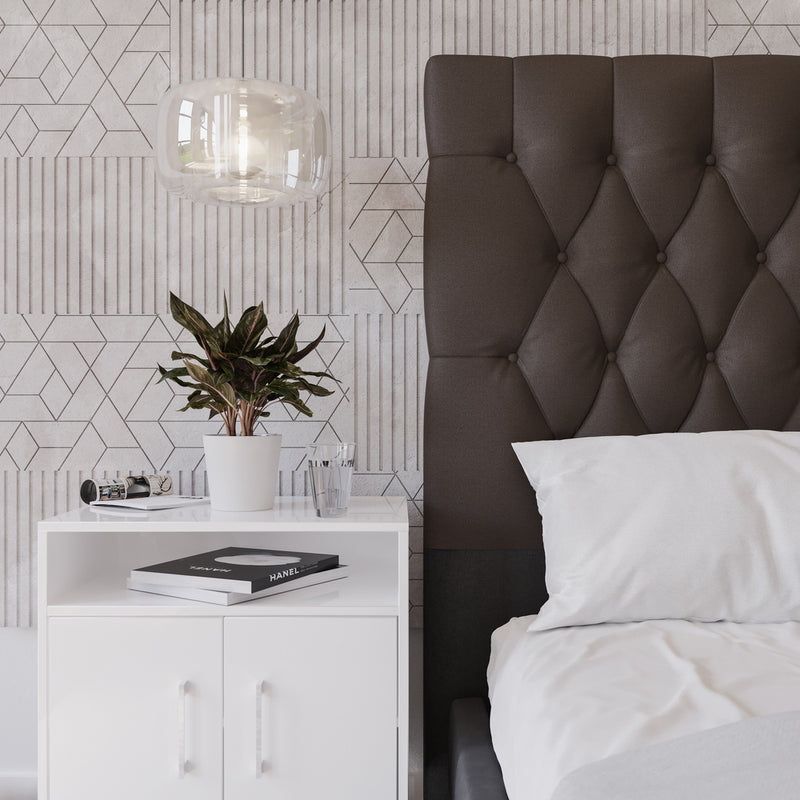 Deep Buttoned Brown Queen Headboard-zoom-