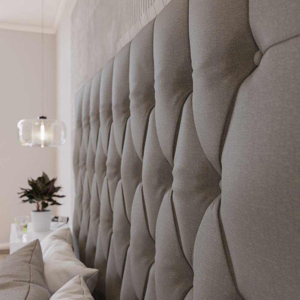 Deep Buttoned Cream Double Headboard