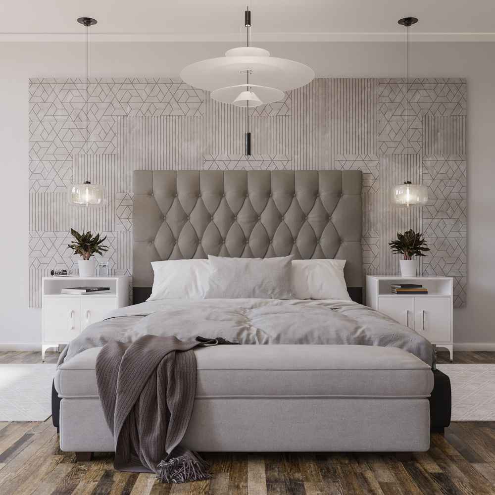 Deep Buttoned Cream Double Headboard-3