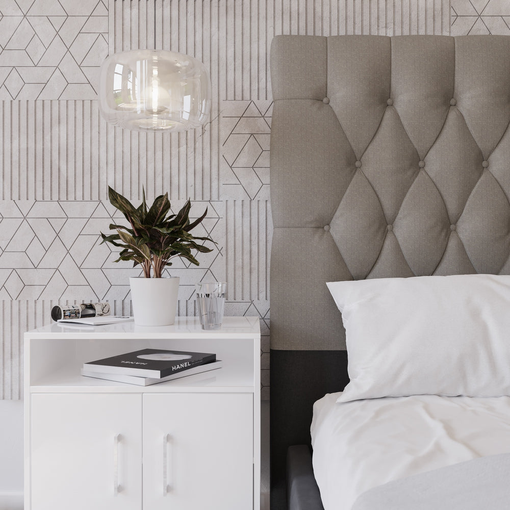 Deep Buttoned Cream King Headboard-zoom-4