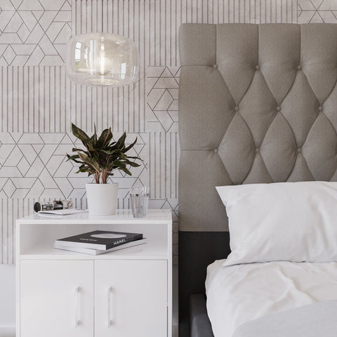 Deep Buttoned Cream King Headboard