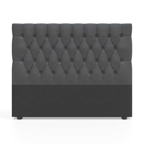 Deep Buttoned Charcoal Double Headboard