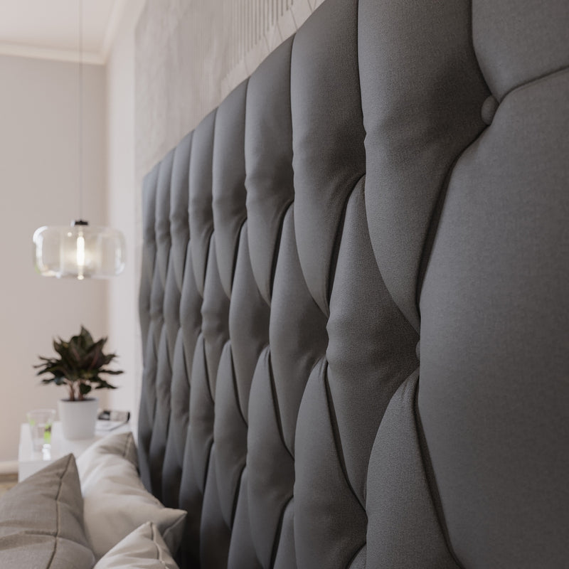 Deep Buttoned Charcoal Queen Headboard-zoom-