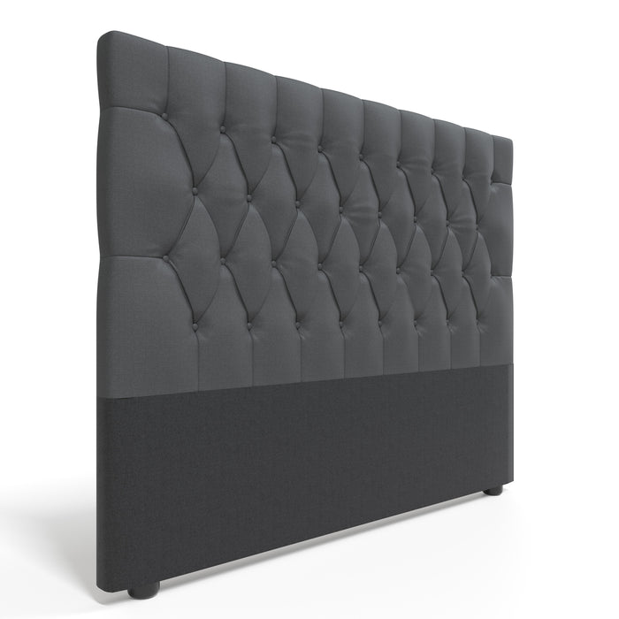 Deep Buttoned Charcoal Double Headboard