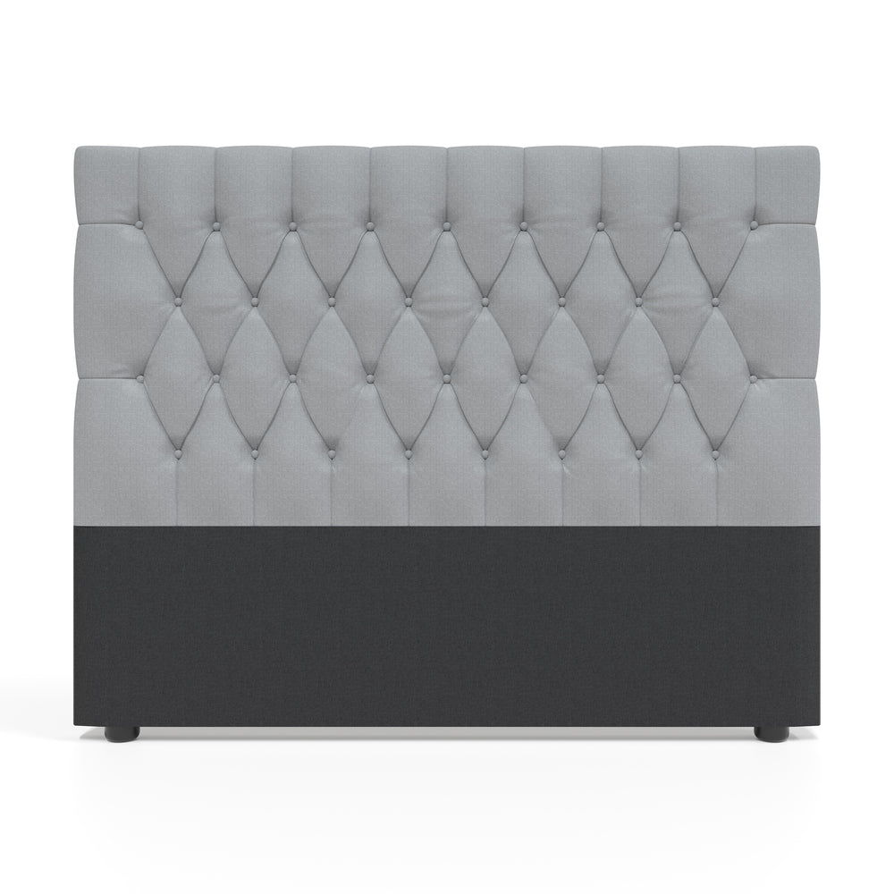 Deep Buttoned Grey Double Headboard