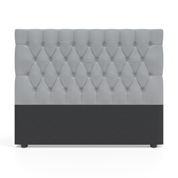 Deep Buttoned Grey Double Headboard