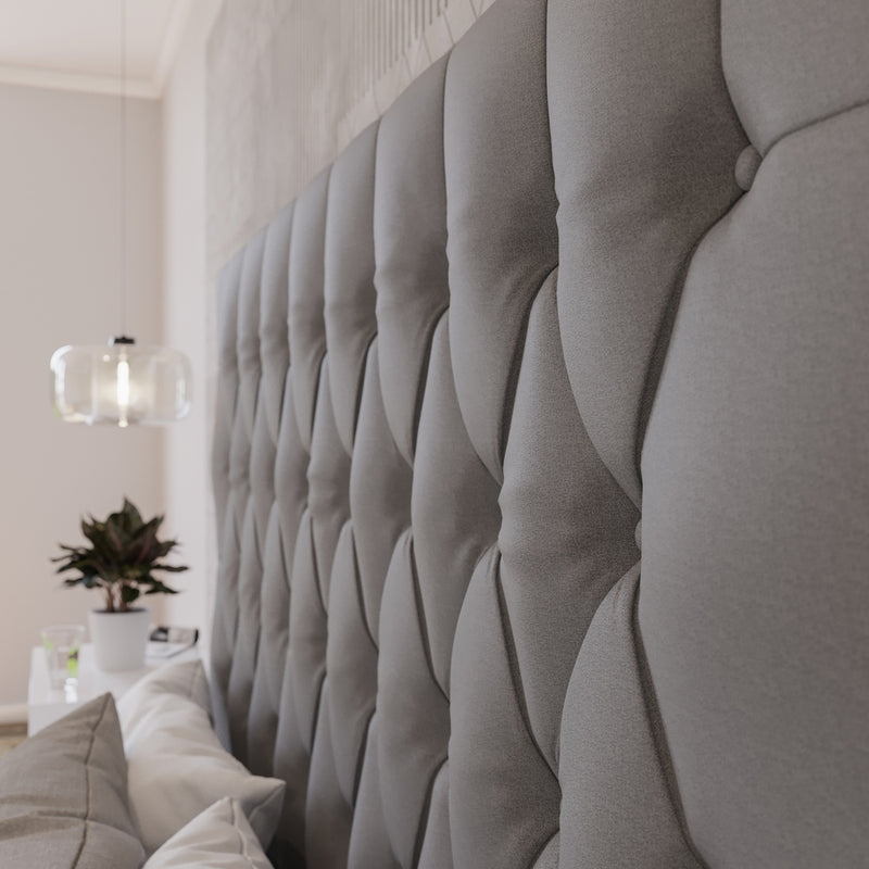 Deep Buttoned Grey Queen Headboard-zoom-