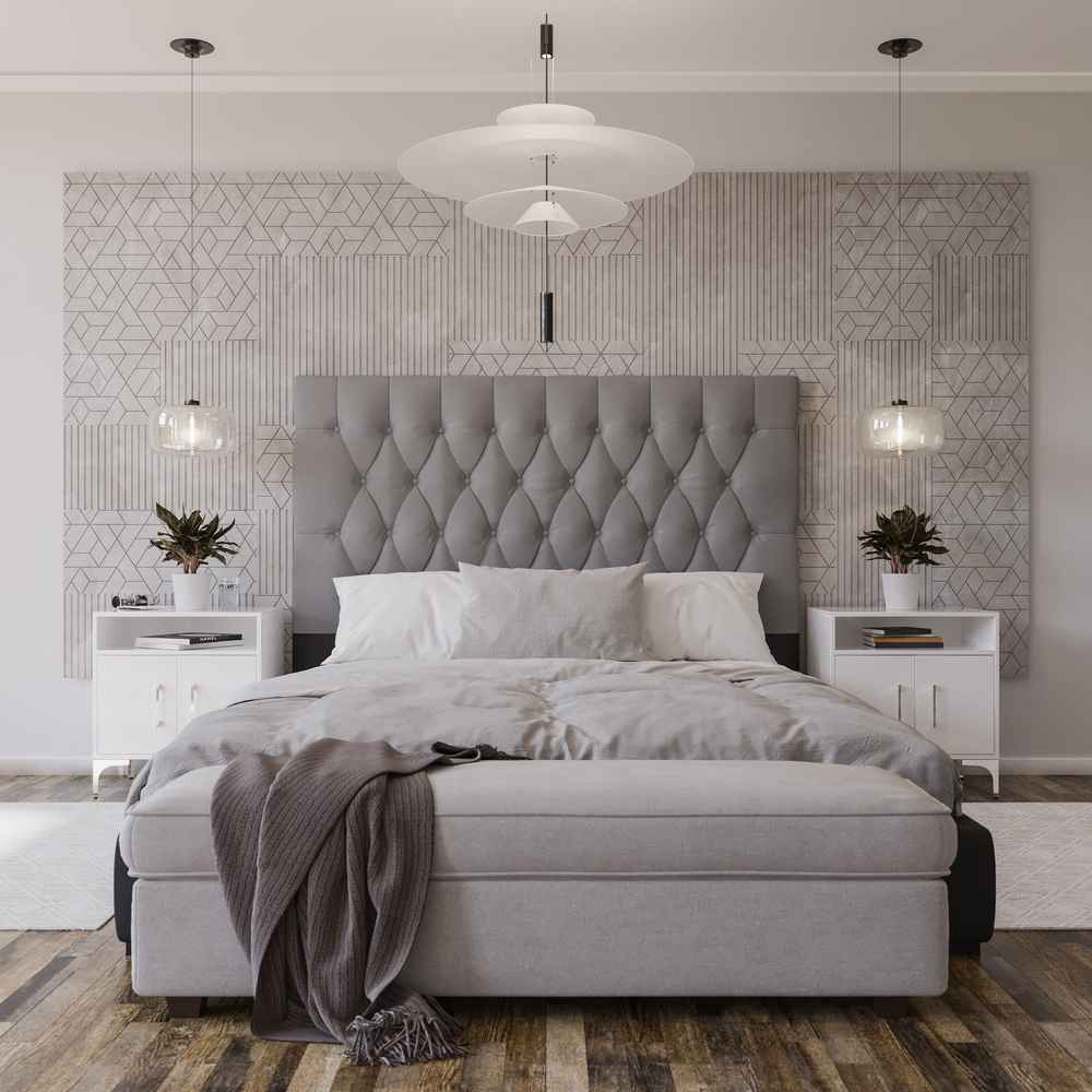 Deep Buttoned Grey Queen Headboard-zoom-3