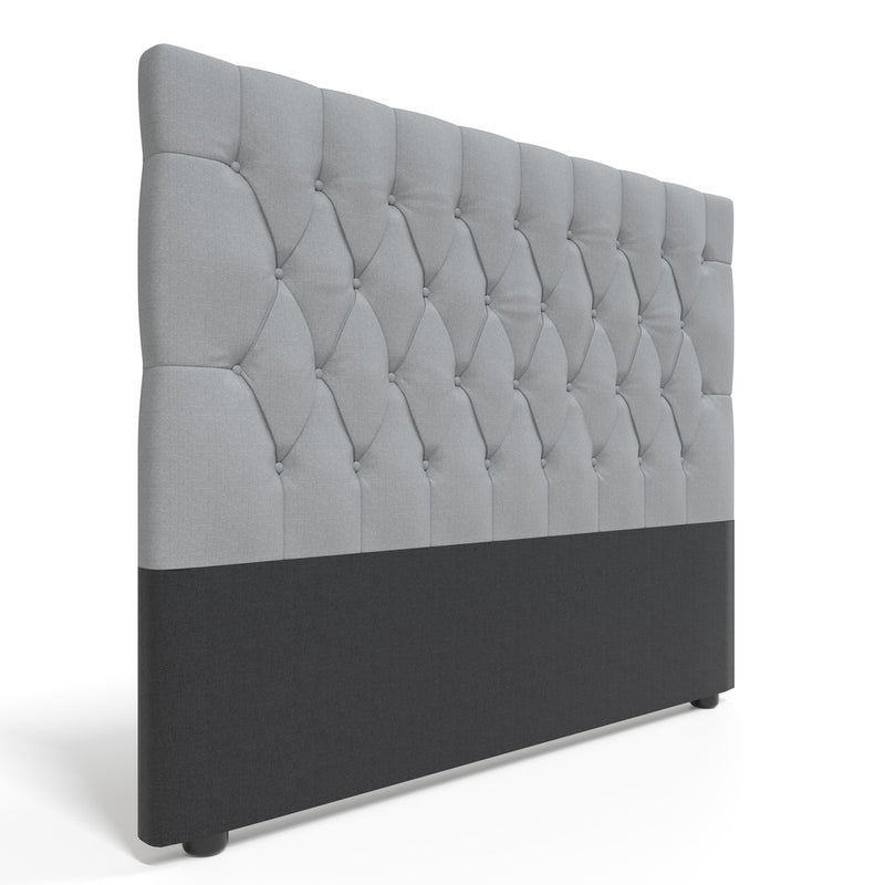 Deep Buttoned Grey Queen Headboard-zoom-