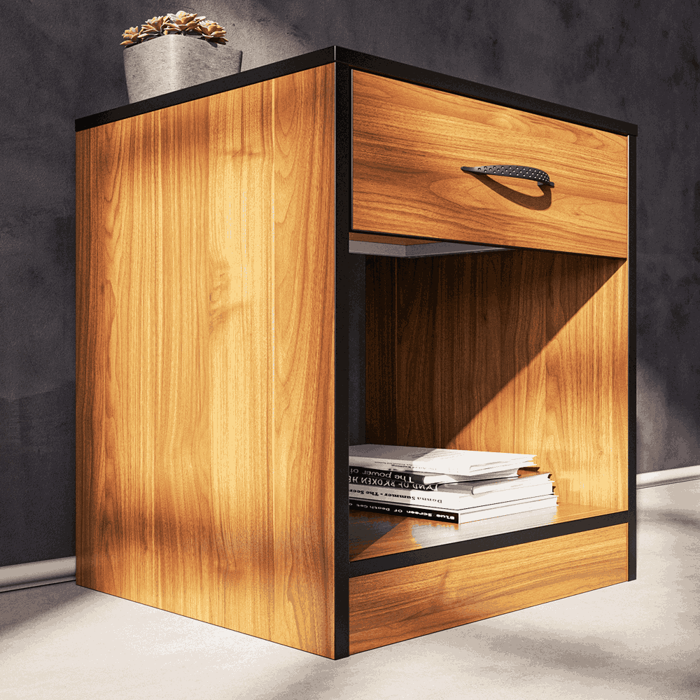 Foundation One Drawers Pedestal Brown Walnut-5